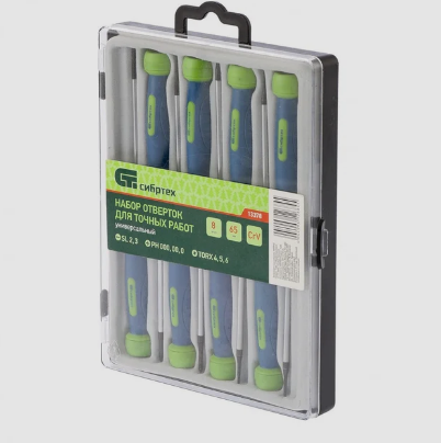 Набор отверток для точных работ универсальный, 8 шт., Crv// Сибртех  13378