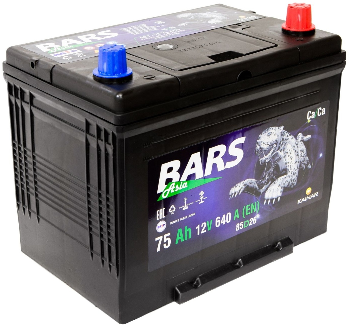 Аккумулятор 6СТ-75AПЗ Евро"Bars Asia"