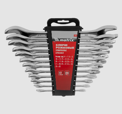 Набор ключей рожк. 6 - 32 мм, 12 шт., CrV, зерк.хром. "MATRIX"  15242