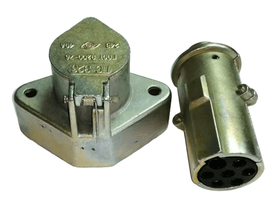 Разъём электрич.ПС-326 в сб.(вилка+розетка) металл, 7 контакт. "АвтоЭлектрика"