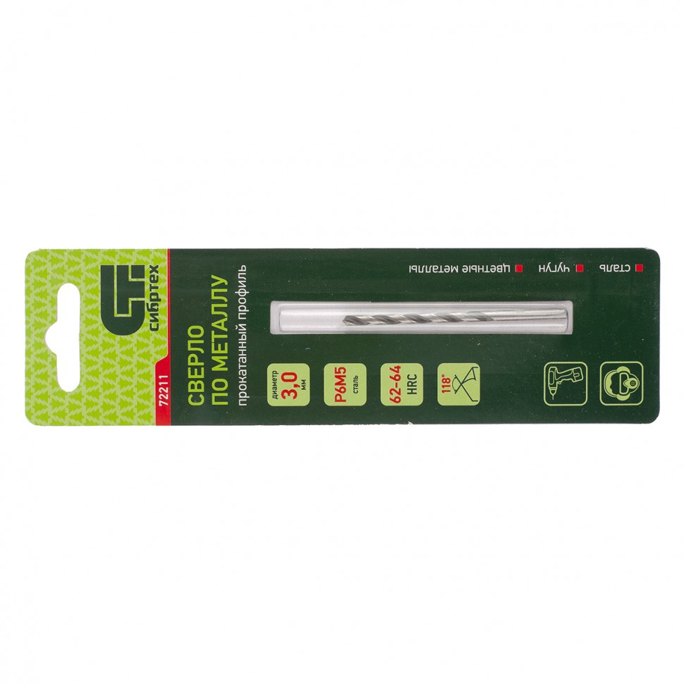 Сверло по металлу  3 мм, Р6М5 "СИБРТЕХ"  72211