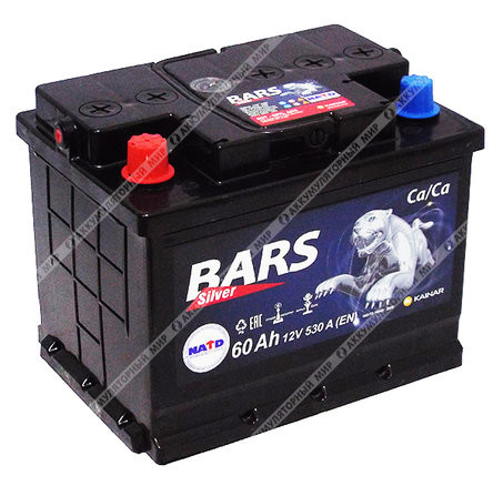 Аккумулятор 6СТ-60АПЗ "Bars Silver" СНГ