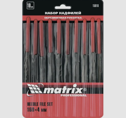 Набор надфилей 4х160мм, 10шт. обрезинен. рукоятки "MATRIX"  15818
