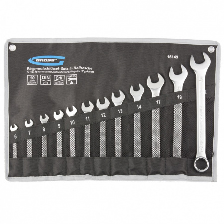 Набор ключей комбинированных 6-22 мм, 12 шт., CrV, холодный штамп // Gross 15149