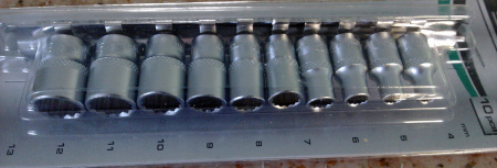 Набор торцевых головок 1/4", 12-ти гр., CrV, 10шт., 4-13мм// Stels 13606